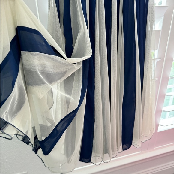 ASOS CURVE Fit & Flare Mesh Dress with Square Neck - Navy/white / US 18 - Picture 5 of 6